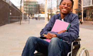 Guy smiling in wheelchair